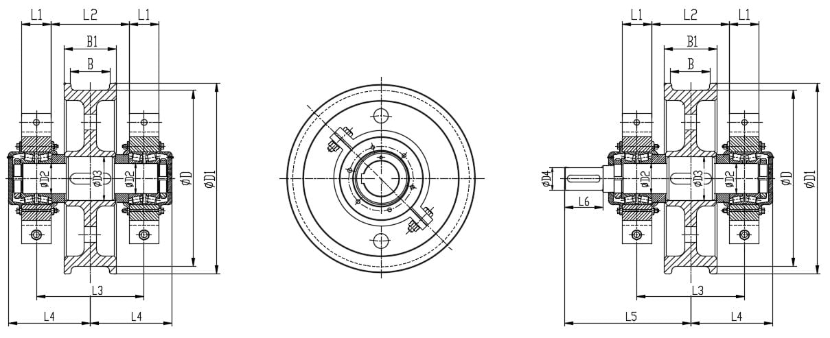 45°Split Bearing Box Crane Wheel Assembly1