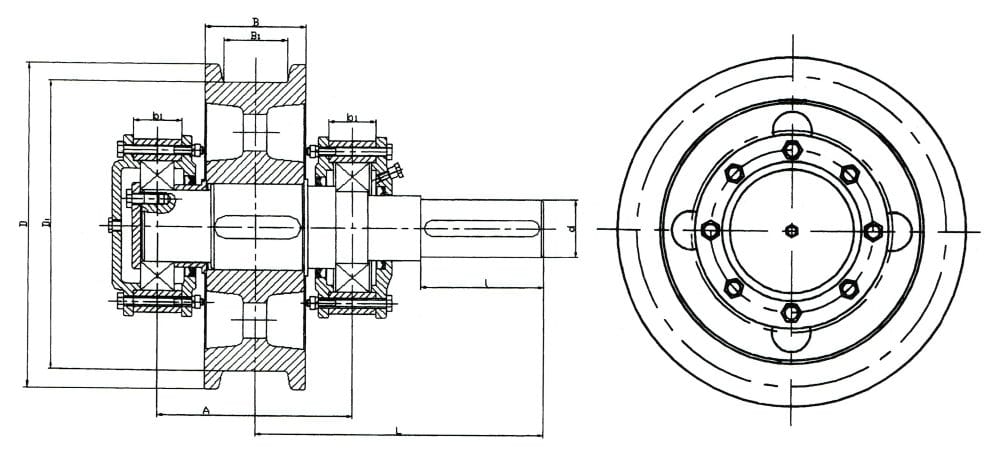 Round & Square Bearing Box Wheel Assembly 5